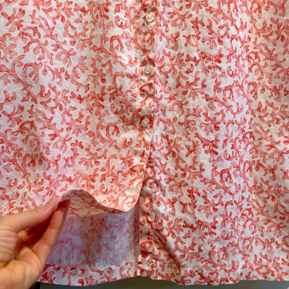 Tommy Bahama 100% linen sea coral print sleeveless shirt dress, size Medium - Picture 5 of 10